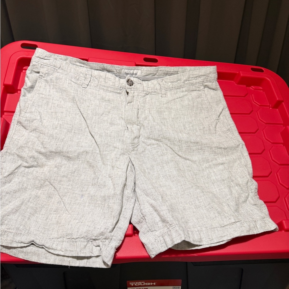 Goodfellow & Co Light Gray Flat Front Linen Shorts